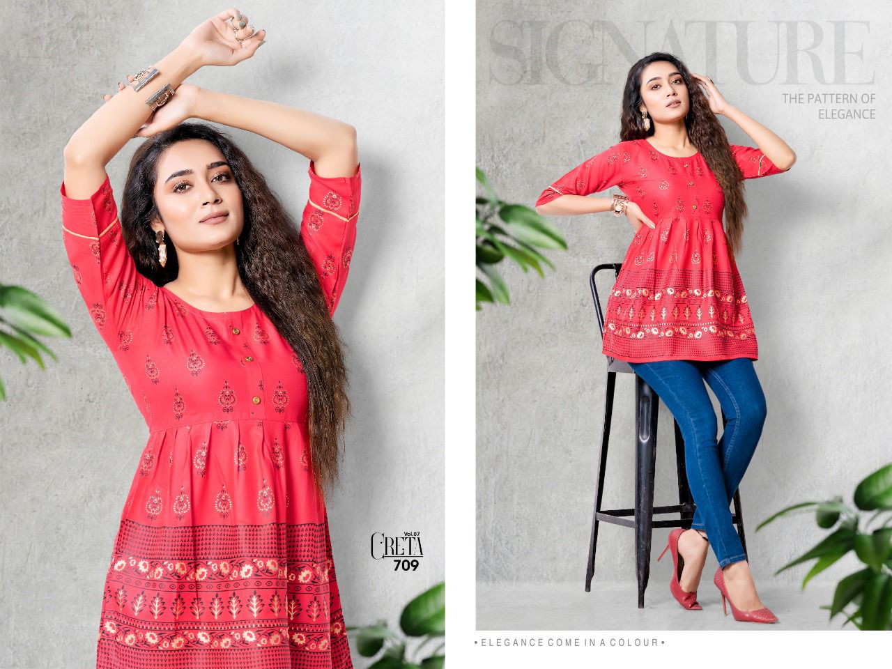 Golden Creta 7 Designer Ethnic Wear Rayon Ladies Top Collection